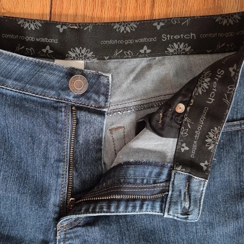 Merona Comfort-No-Gap Waistband Stretch Jeans Womens 12R Blue Straight Leg Denim